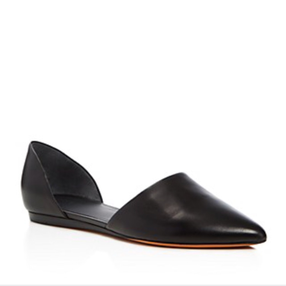 Vince NINA Black Leather Pointy Toe Flat Size 6